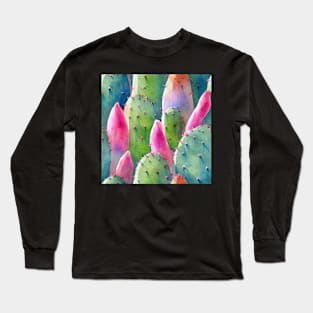 Watercolor cactus plant cactus pattern Long Sleeve T-Shirt